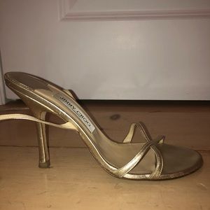 VINTAGE DESIGNER Authentic Jimmy Choo gold heels